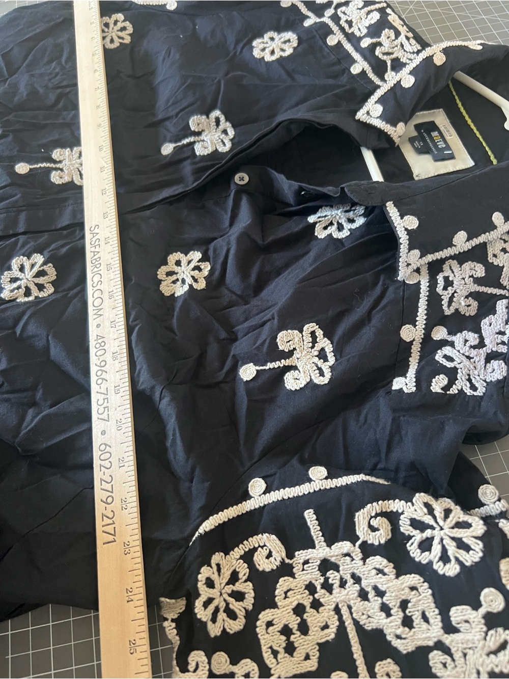 Anthropologie Maeve Black Mini Shirt Dress with Cream Embroidery - Picture 10 of 10